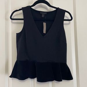J. Crew - Black Peplum Top with Velvet
